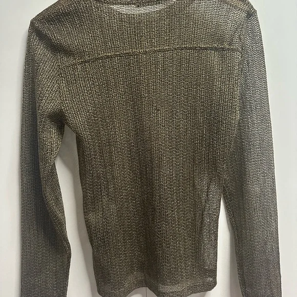 Zara Metallic Sheer Long Sleeve Blouse - Picture 4 of 8